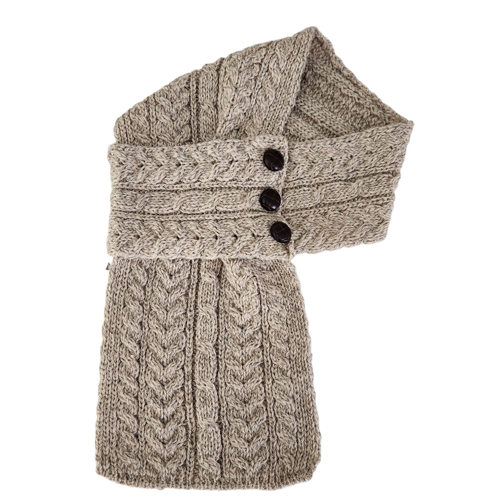 ARAN SWEATER MARKET – Oatmeal Cable Knit Merino Wool Loop Scarf one size